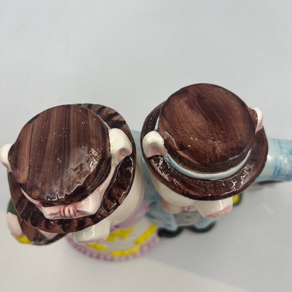 Vintage Ceramic Dressed Pigs Decorative Teapot Set Mr & Mrs Pig Fairytale - Picture 9 of 10